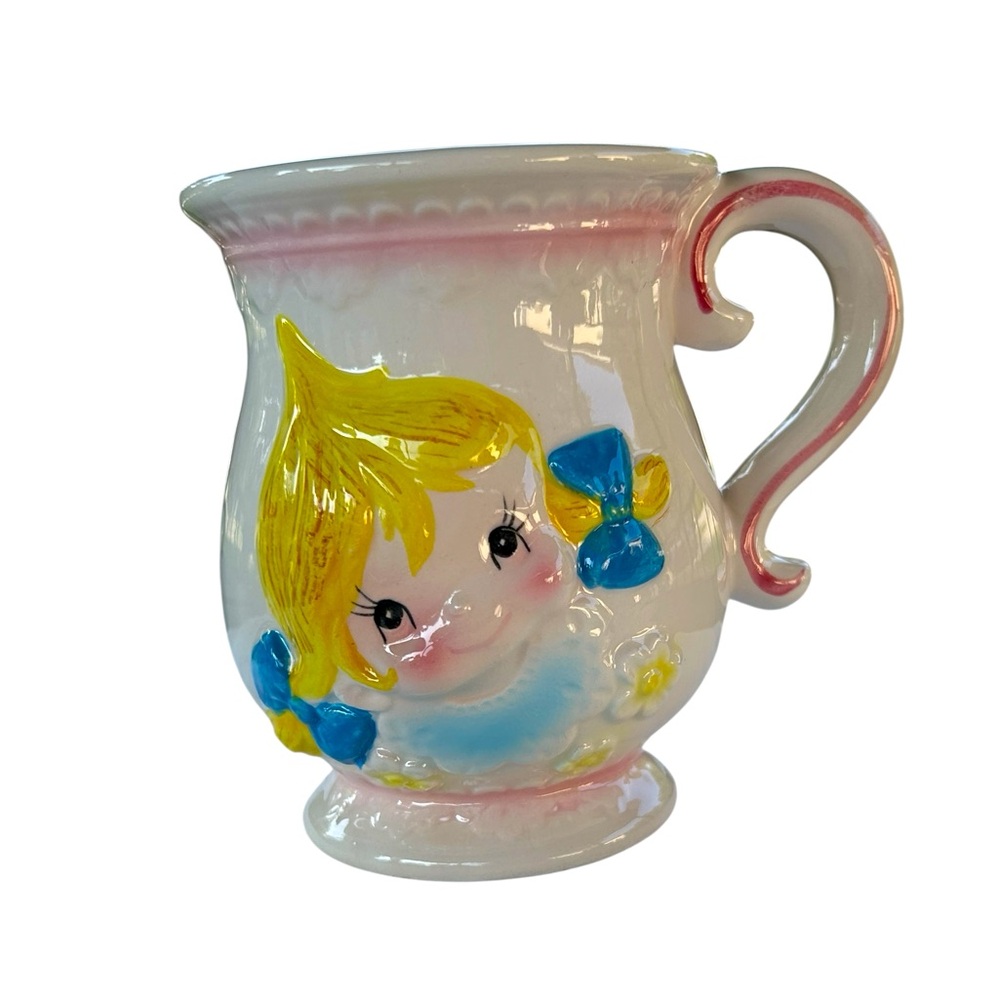 Vintage Relpo Baby Girl Pink Planter Mug Cup Marked 6752 Japan Preowned